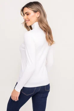 Damskie Polski Biała Bluzka z golfem LUZIO