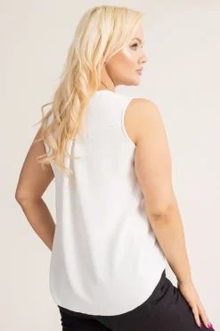 Damskie Włoski Biała Bluzka z rozsuwanym dekoltem ADURIO