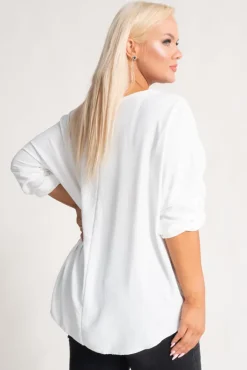 Damskie Włoski Biała Bluzka z wisiorkiem GERTO