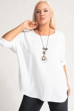 Damskie Włoski Biała Bluzka z wisiorkiem GERTO