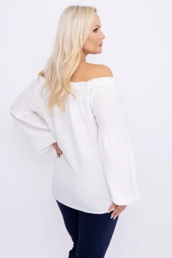 Damskie Włoski Biała Bluzka z wiązanym dekoltem MIRENO