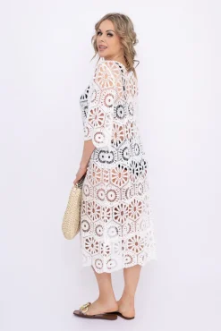 Włoski Biała haftowana Sukienka plażowa PLAYEN
