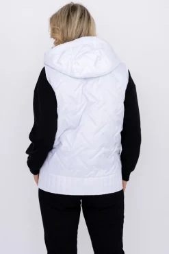Damskie Polski Biała Kamizelka z kapturem MEGERI