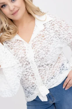 Damskie Włoski Biała Koszula koronkowa LEVANTE