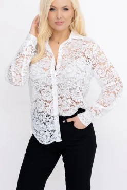 Damskie Włoski Biała Koszula koronkowa ORMINA