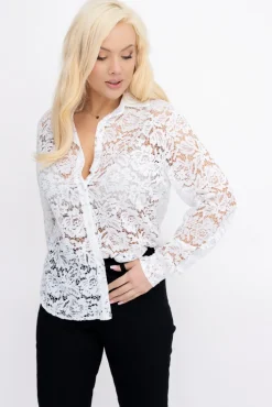 Damskie Włoski Biała Koszula koronkowa ORMINA