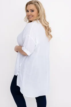 Damskie Włoski Biała Koszula lniana LOGARIO