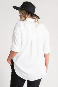 Damskie Polski Biała Koszula oversize DEMENO