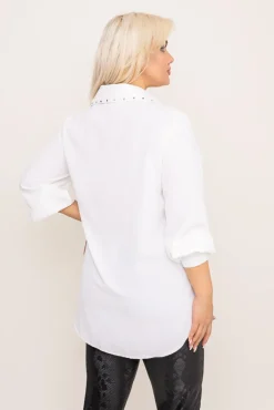 Damskie Włoski Biała Koszula PERMUZI