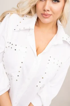 Damskie Włoski Biała Koszula PERMUZI