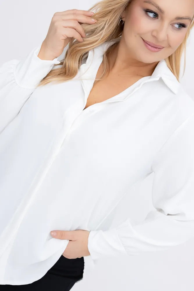 Damskie Włoski Biała Koszula satynowa BELIA