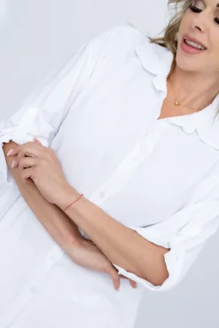 Damskie Włoski Biała Koszula TERIEN