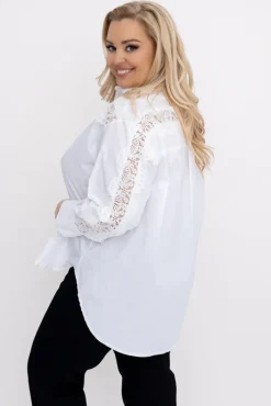 Damskie Włoski Biała Koszula z koronką SENRI