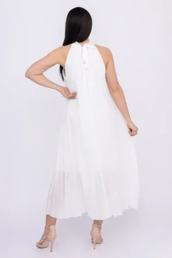 Włoski Biała plisowana Sukienka szyfonowa LUZIO