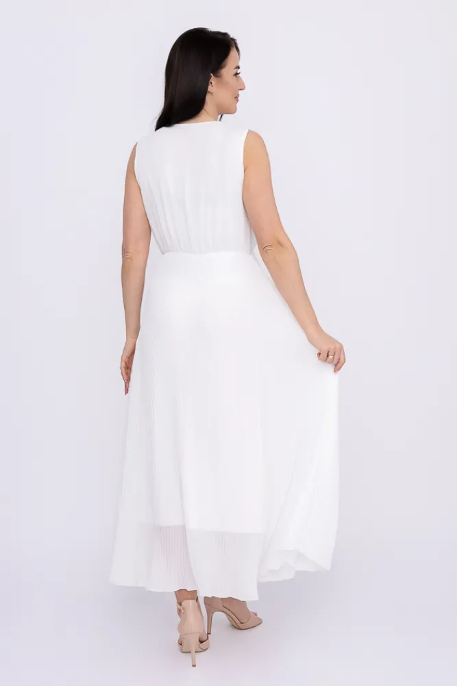 Włoski Biała plisowana Sukienka szyfonowa GUSTEN