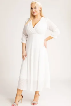 Włoski Biała Sukienka plisowana KEMELI
