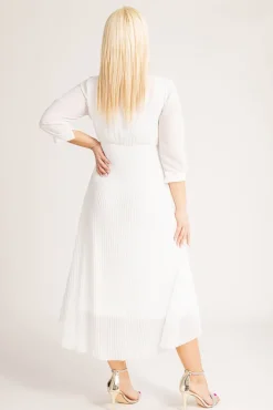 Włoski Biała Sukienka plisowana KEMELI