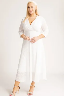 Włoski Biała Sukienka plisowana KEMELI