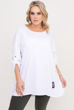 Damskie Włoski Biała Tunika asymetryczna DELMENA