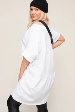 Damskie Włoski Biała Tunika STRIPI