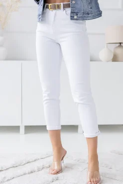 Damskie Włoski Białe Spodnie Jeansowe GREPI