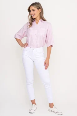 Damskie Włoski Białe Spodnie Jeansowe PERMENIO