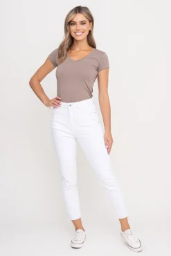 Damskie Włoski Białe Spodnie Jeansowe SENVIRIO