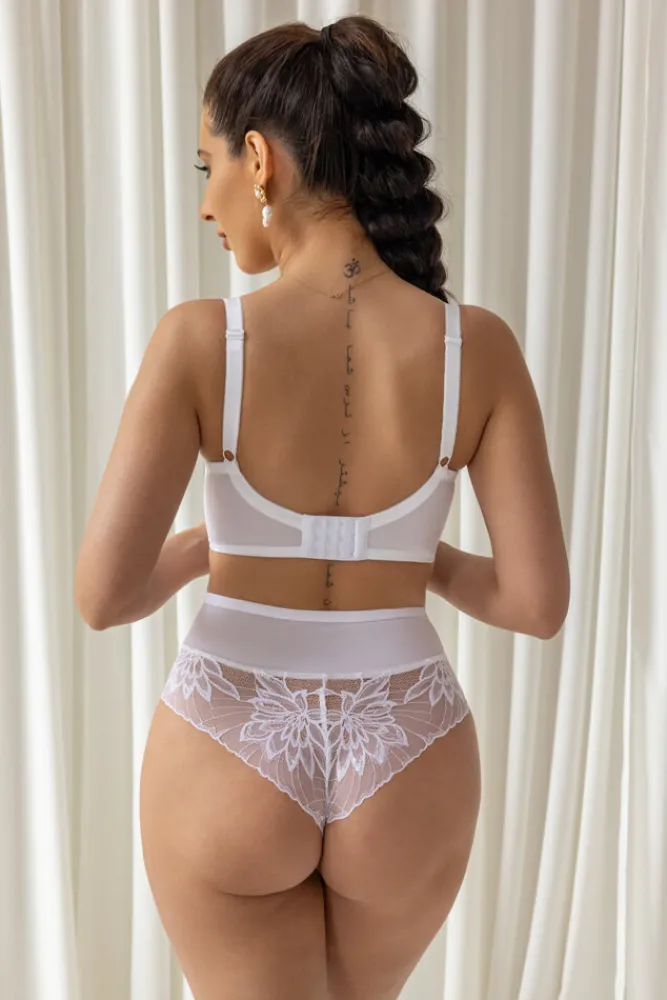 Polski Białe Stringi CRYSTAL Wysoki Stan