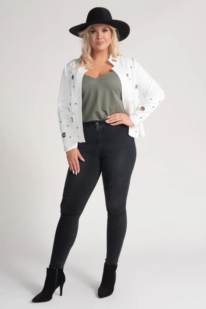 Damskie Polski Biało-srebrna Marynarka MILIS