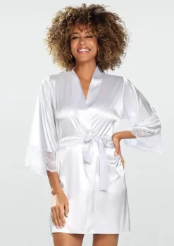 Polski Biały Szlafrok satynowy TRIXA
