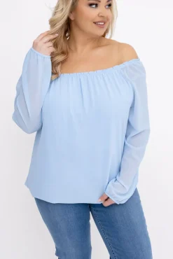 Damskie Włoski Błękitna Bluzka szyfonowa HILL