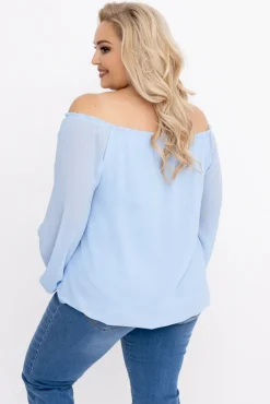 Damskie Włoski Błękitna Bluzka szyfonowa HILL