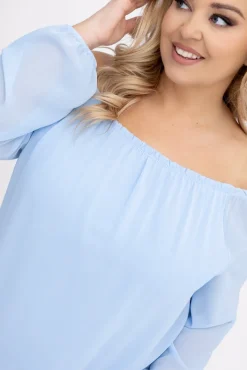 Damskie Włoski Błękitna Bluzka szyfonowa HILL