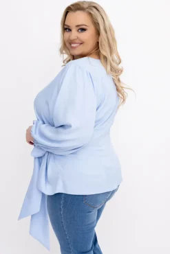 Damskie Polski Błękitna Bluzka z wiązaniem BENERVI