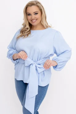 Damskie Polski Błękitna Bluzka z wiązaniem BENERVI