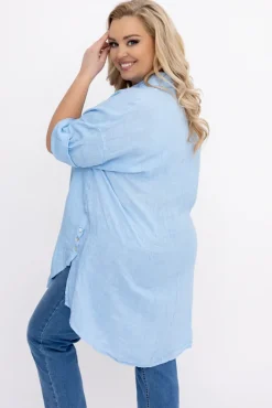 Damskie Włoski Błękitna Koszula lniana LOGARIO