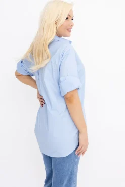 Damskie Włoski Błękitna Koszula LOVERI