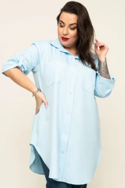 Damskie Włoski Błękitna Koszula SIRIN