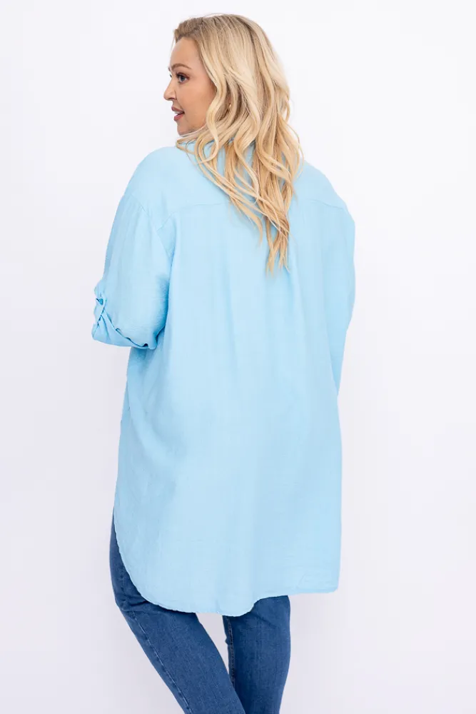 Damskie Włoski Błękitna Koszula TERIEN