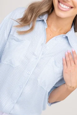 Damskie Polski Błękitna Koszula VIRIEN