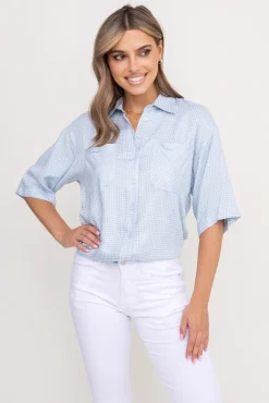 Damskie Polski Błękitna Koszula VIRIEN