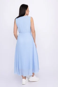 Włoski Błękitna plisowana Sukienka szyfonowa GUSTEN