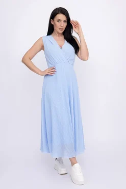 Włoski Błękitna plisowana Sukienka szyfonowa GUSTEN