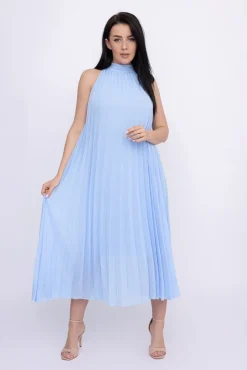Włoski Błękitna plisowana Sukienka szyfonowa LUZIO