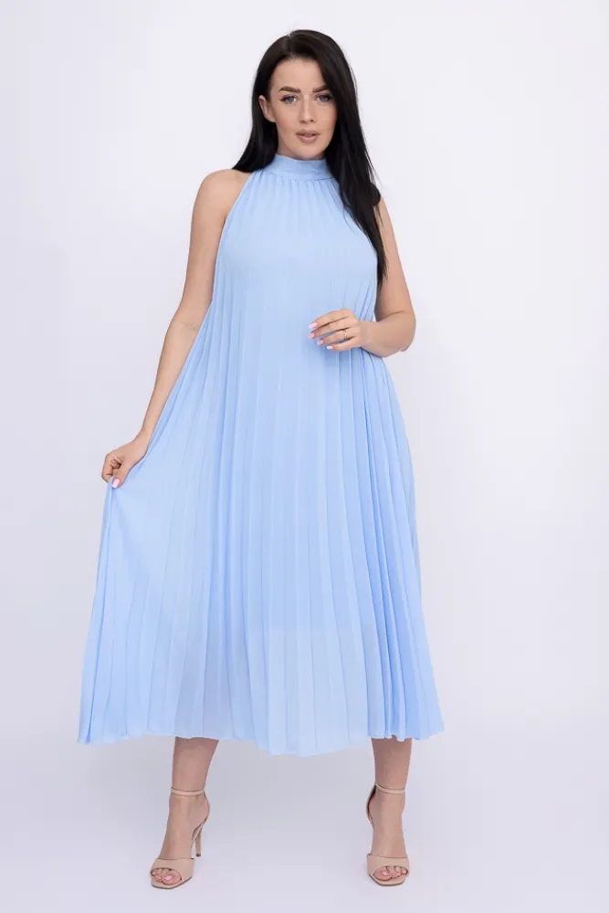 Włoski Błękitna plisowana Sukienka szyfonowa LUZIO