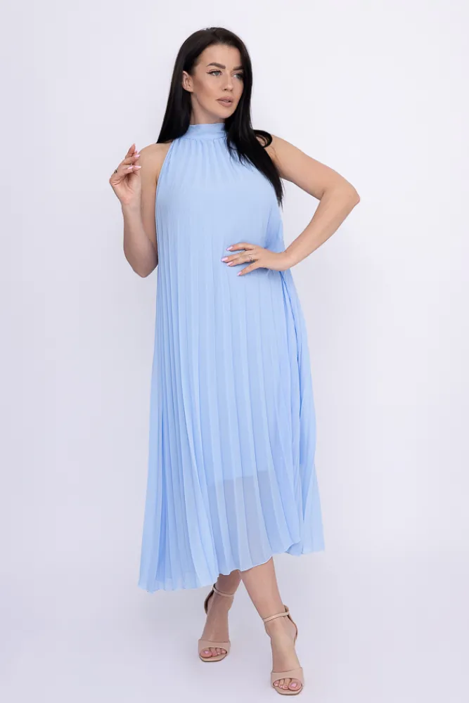 Włoski Błękitna plisowana Sukienka szyfonowa LUZIO