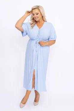 Polski Błękitna Sukienka brokatowa MONSORI