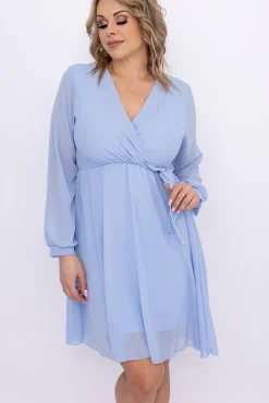 Włoski Błękitna Sukienka Elegancka PERLA