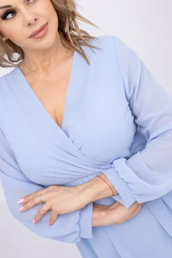 Włoski Błękitna Sukienka Elegancka PERLA