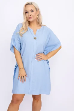 Włoski Błękitna Sukienka KIRMEN
